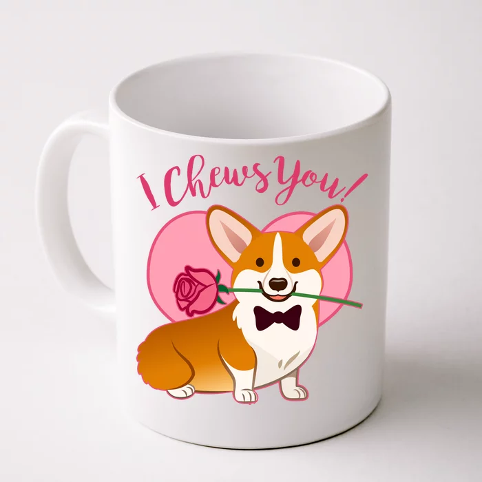 Funny Cute Corgi Valentine I Chews You Front & Back Coffee Mug