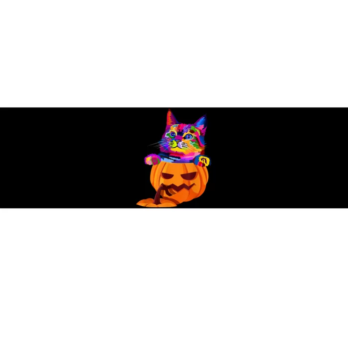 Funny Cute Colorful Cat Halloween Costume Pumpkin Bumper Sticker