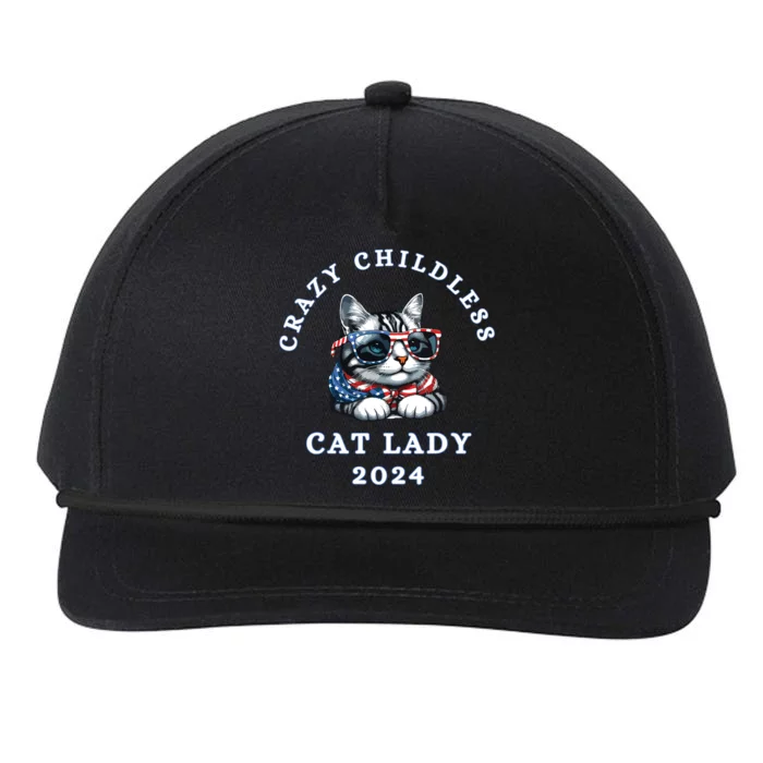 Funny Childless Crazy Cat Lady 2024 Crazy Cat Lady Funny Snapback Five-Panel Rope Hat