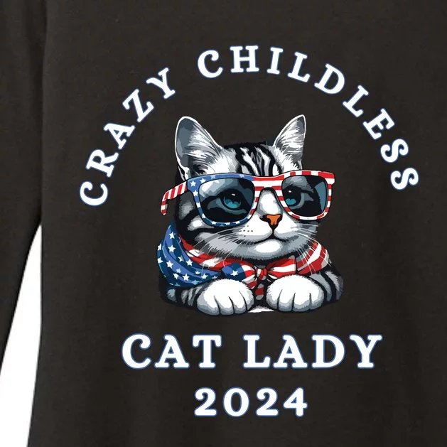 Funny Childless Crazy Cat Lady 2024 Crazy Cat Lady Funny Womens CVC Long Sleeve Shirt