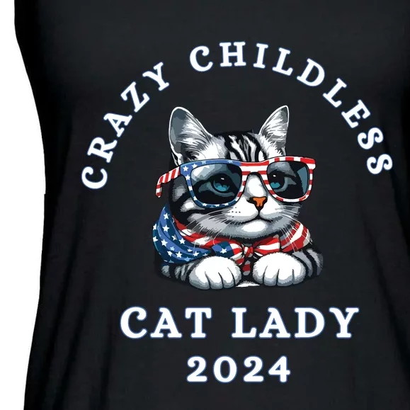 Funny Childless Crazy Cat Lady 2024 Crazy Cat Lady Funny Ladies Essential Flowy Tank