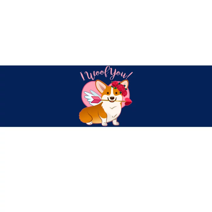 Funny Cute Corgi Valentine I Woof You Bumper Sticker