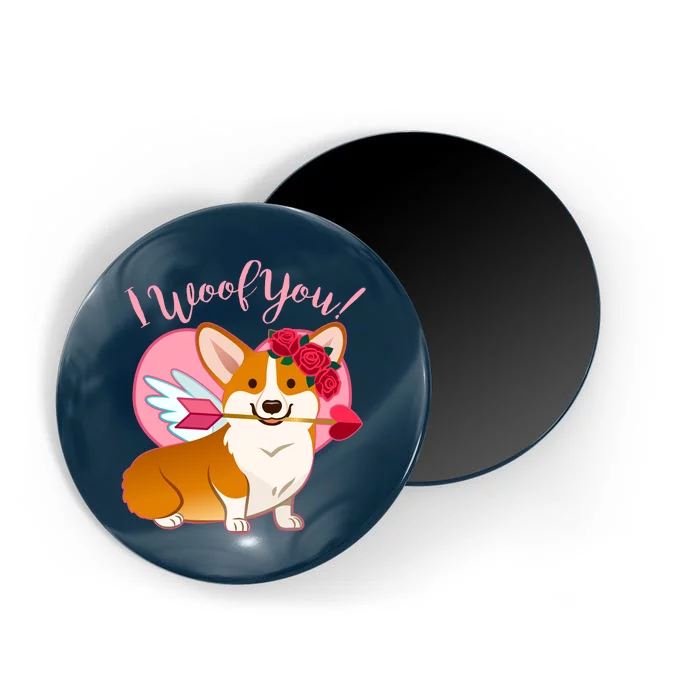 Funny Cute Corgi Valentine I Woof You Magnet