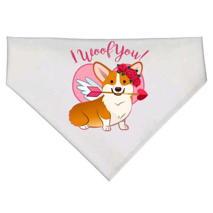 Funny Cute Corgi Valentine I Woof You USA-Made Doggie Bandana