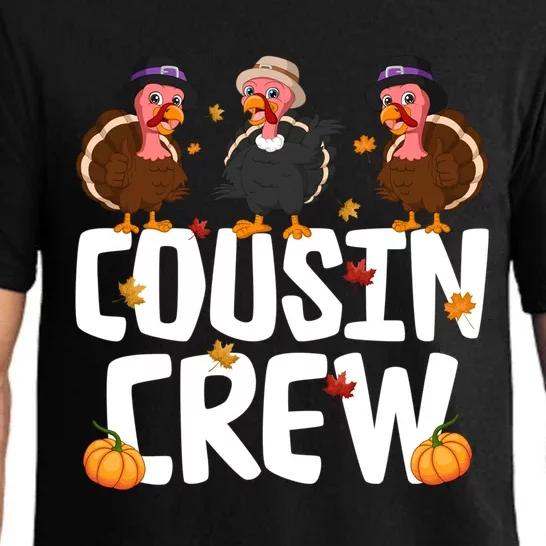 Funny Cousin Crew Turkey Thanksgiving Outfit Gift Pajama Set