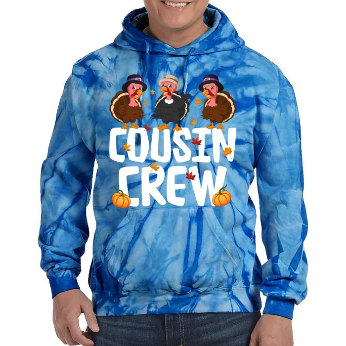 Funny Cousin Crew Turkey Thanksgiving Outfit Gift Tie Dye Hoodie