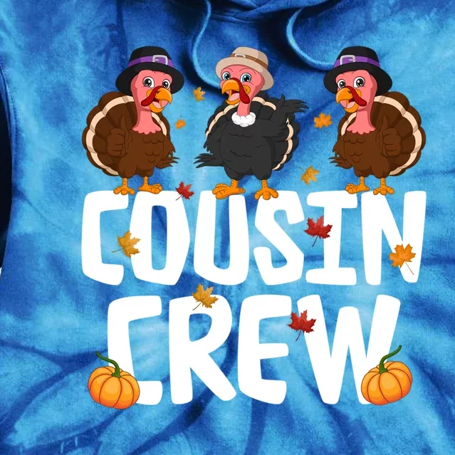 Funny Cousin Crew Turkey Thanksgiving Outfit Gift Tie Dye Hoodie