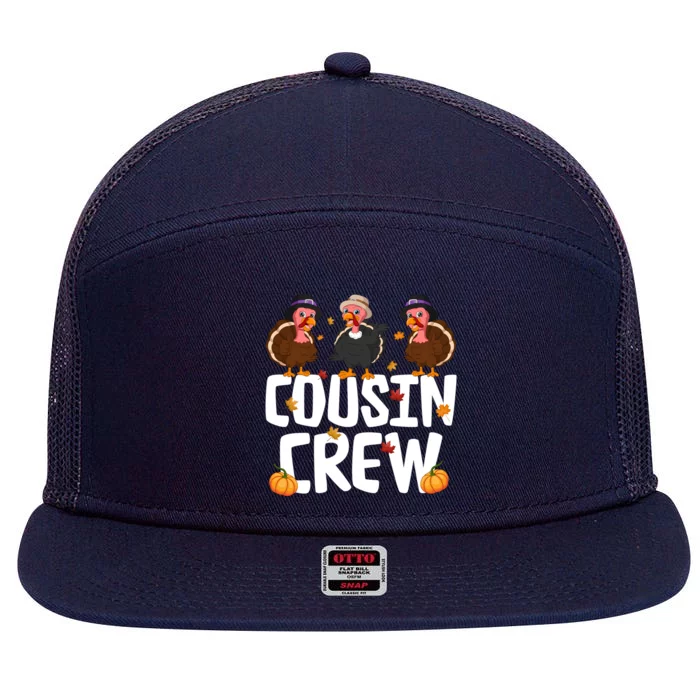 Funny Cousin Crew Turkey Thanksgiving Outfit Gift 7 Panel Mesh Trucker Snapback Hat