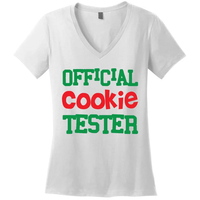 Funny Christmas Cookie Tester Women's V-Neck T-Shirt