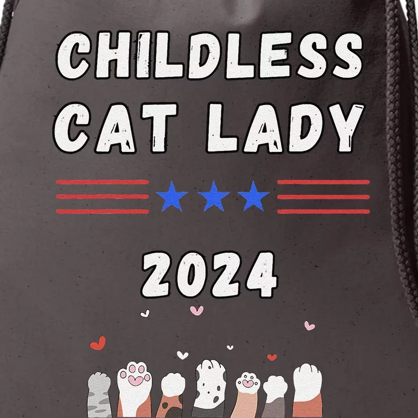 Funny Childless Crazy Cat Lady 2024 Crazy Cat Lady Funny Drawstring Bag