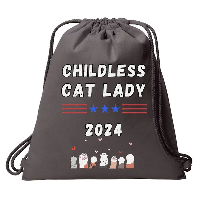 Funny Childless Crazy Cat Lady 2024 Crazy Cat Lady Funny Drawstring Bag