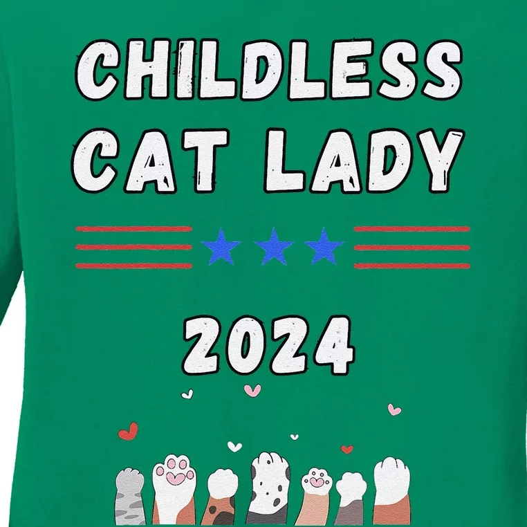 Funny Childless Crazy Cat Lady 2024 Crazy Cat Lady Funny Ladies Long Sleeve Shirt