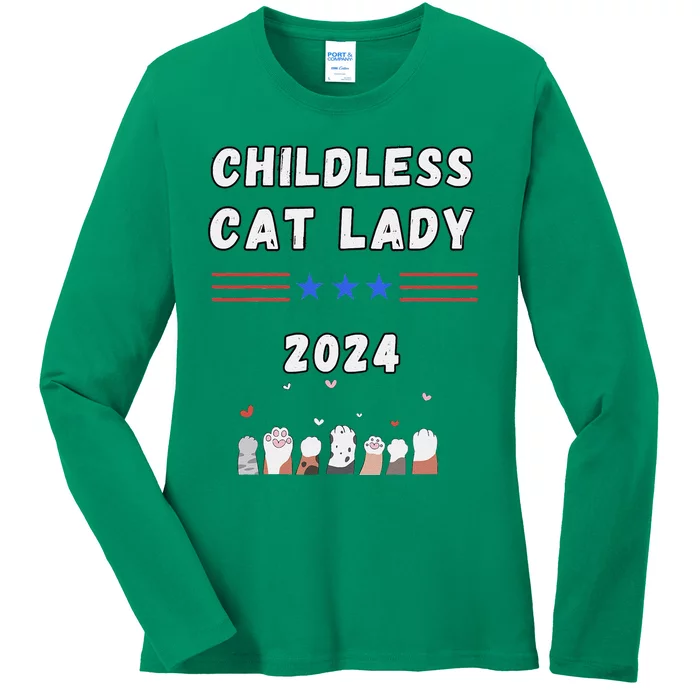 Funny Childless Crazy Cat Lady 2024 Crazy Cat Lady Funny Ladies Long Sleeve Shirt