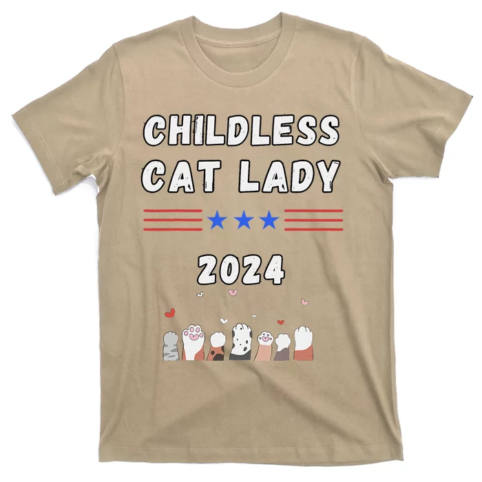 Funny Childless Crazy Cat Lady 2024 Crazy Cat Lady Funny T-Shirt