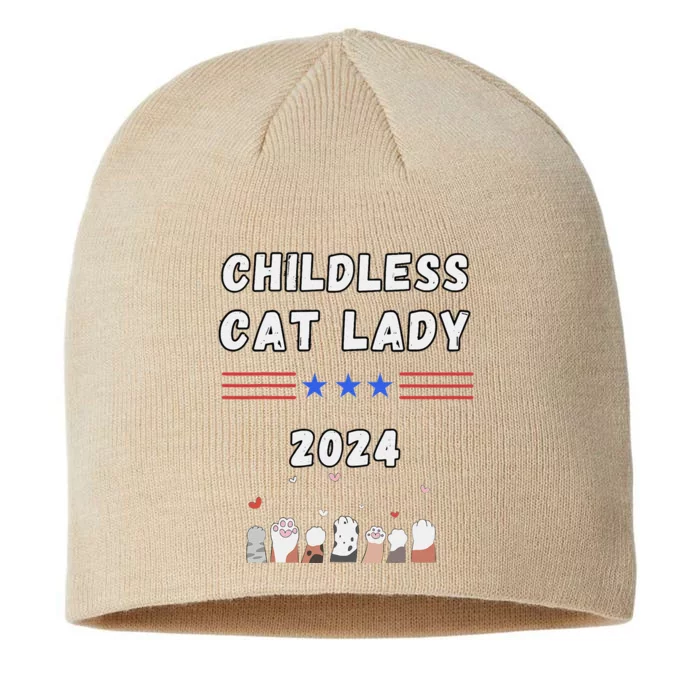 Funny Childless Crazy Cat Lady 2024 Crazy Cat Lady Funny 8 1/2in Sustainable Knit Beanie