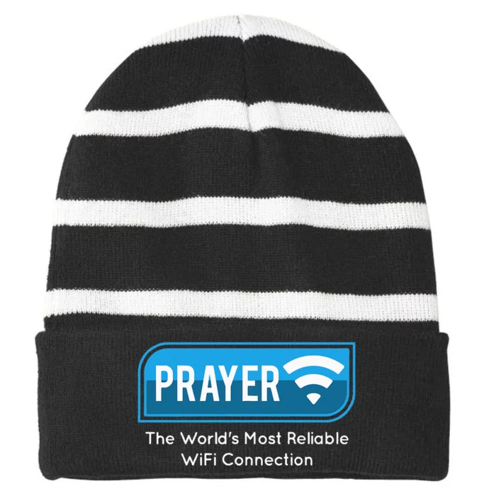 Funny Christian Catholic Gift Prayer Faith Pastor Striped Beanie with Solid Band