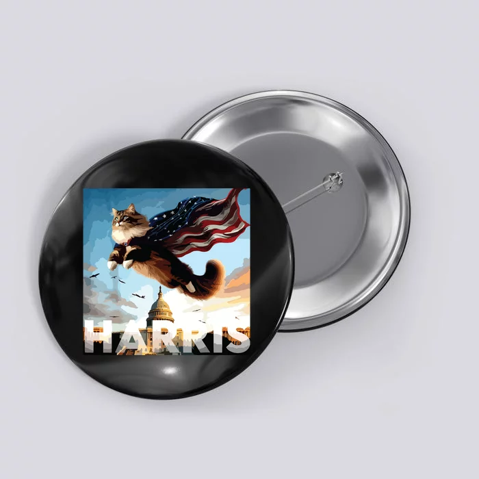 Funny Childless Cat Ladies For Harris 2024 Button