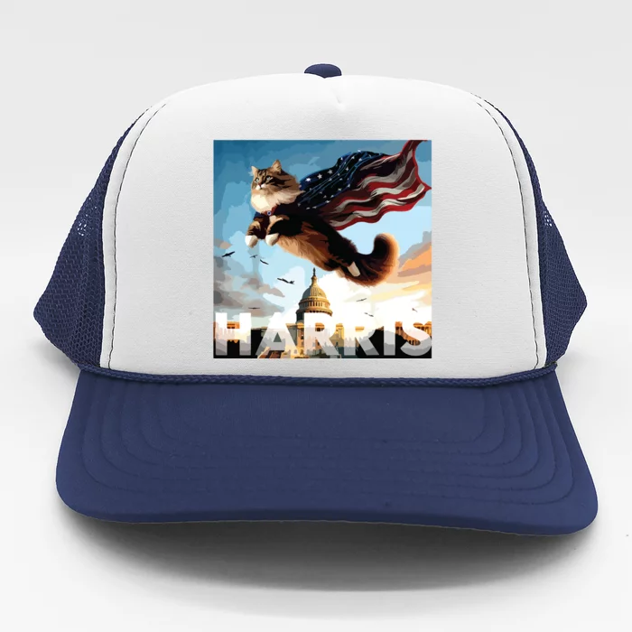 Funny Childless Cat Ladies For Harris 2024 Trucker Hat