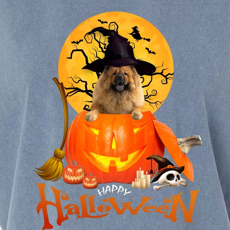 Funny Chow Chow Dog Spooky Halloween Garment-Dyed Women's Muscle Tee