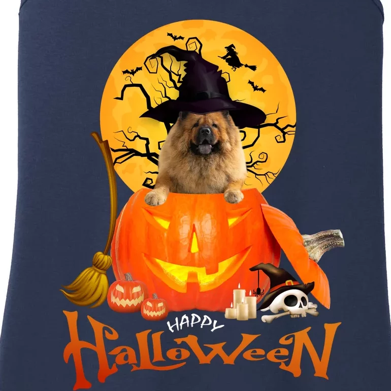 Funny Chow Chow Dog Spooky Halloween Ladies Essential Tank