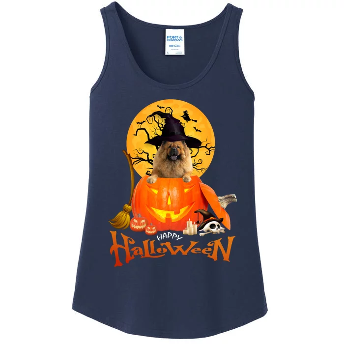 Funny Chow Chow Dog Spooky Halloween Ladies Essential Tank