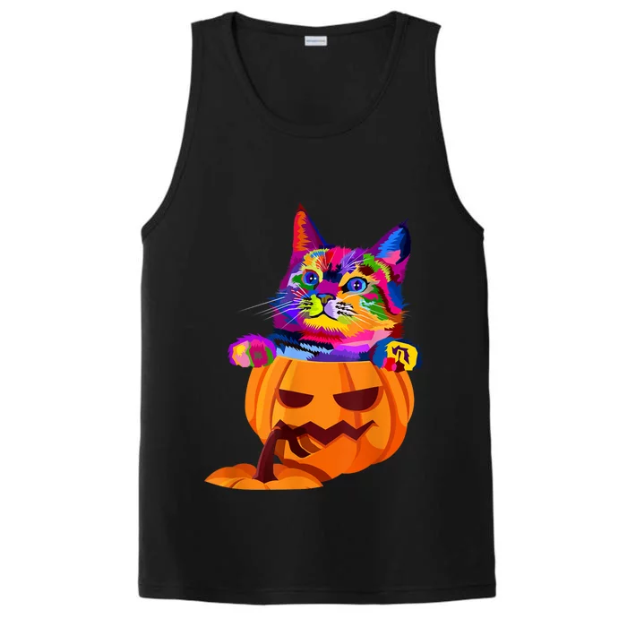 Funny Cute Colorful Cat Halloween Costume Pumpkin Performance Tank