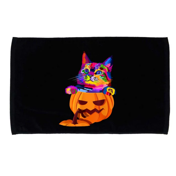 Funny Cute Colorful Cat Halloween Costume Pumpkin Microfiber Hand Towel