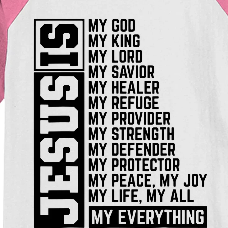 Faith Cross Christian Religious Jesus Lord Kids Colorblock Raglan Jersey