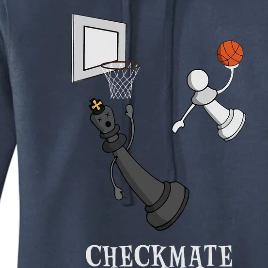 Funny Checkmate Chess Basketball Game Board King Pawn Piece Women's Pullover Hoodie