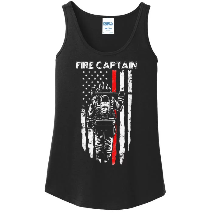 Fire Captain Chief American flag gifts Firefighter Captain Ladies Essential Tank