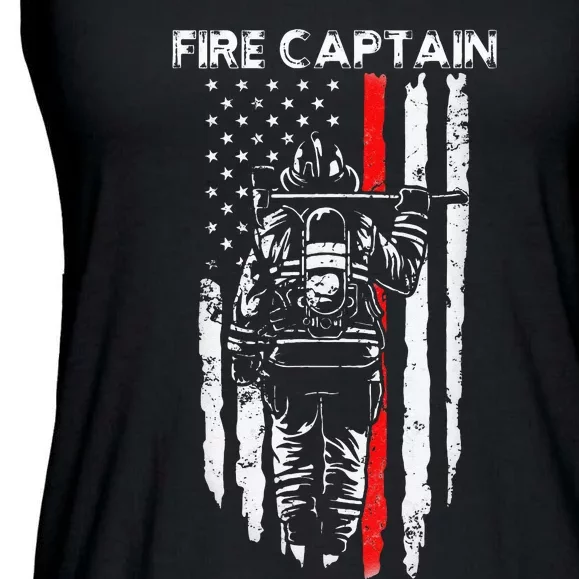 Fire Captain Chief American flag gifts Firefighter Captain Ladies Essential Flowy Tank