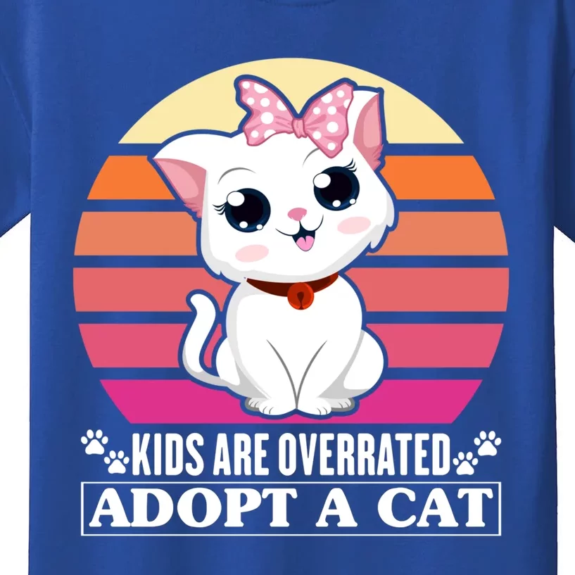 Funny Cute Cat Dad Cat Mom Are Overrated Adopt A Cat Gift Kids T-Shirt