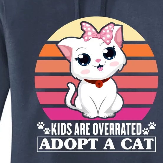 Funny Cute Cat Dad Cat Mom Are Overrated Adopt A Cat Gift Women's Pullover Hoodie