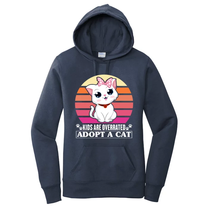 Funny Cute Cat Dad Cat Mom Are Overrated Adopt A Cat Gift Women's Pullover Hoodie