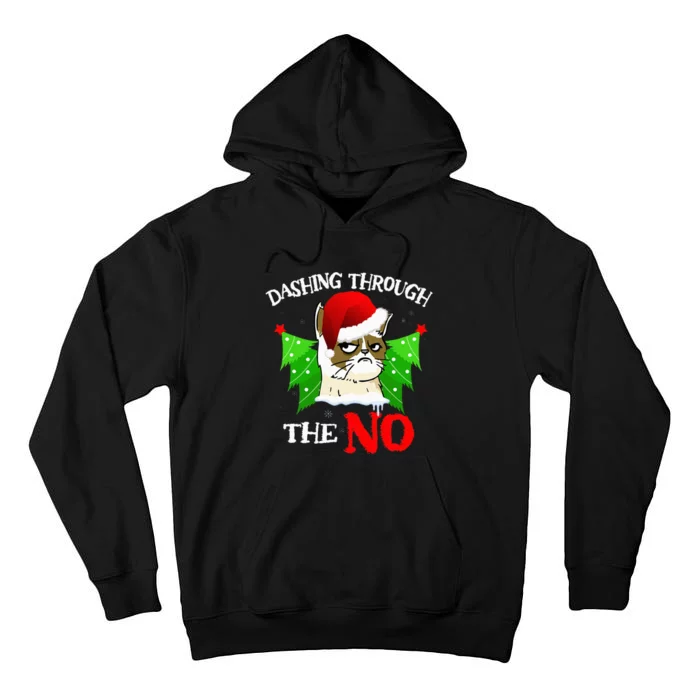 Funny Cat Christmas Sweater Dashing Through Grumpy Felines Tall Hoodie