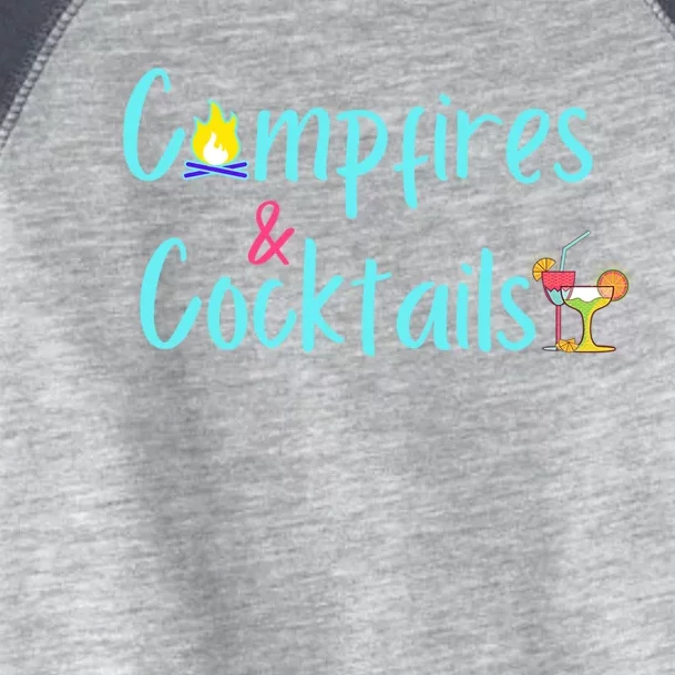 Funny Camping Campfires And Cocktails Gift For Camper Toddler Fine Jersey T-Shirt