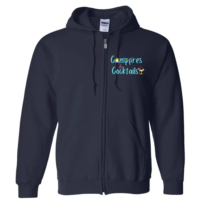 Funny Camping Campfires And Cocktails Gift For Camper Full Zip Hoodie