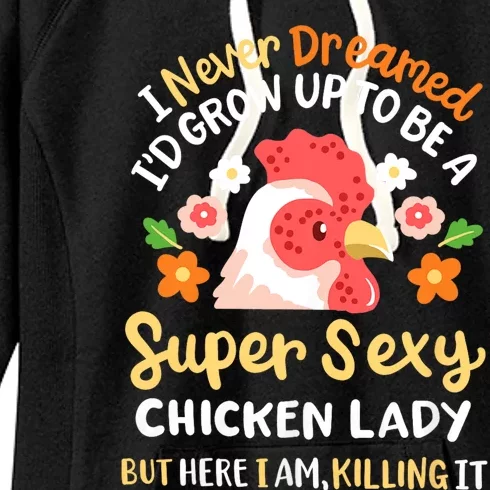 Funny Crazy Chicken Farmer Lady Women Funny Animal Chicken Lover Farmer Gifts Women's Fleece Hoodie