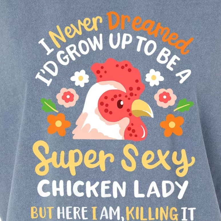 Funny Crazy Chicken Farmer Lady Women Funny Animal Chicken Lover Farmer Gifts Garment-Dyed Women's Muscle Tee