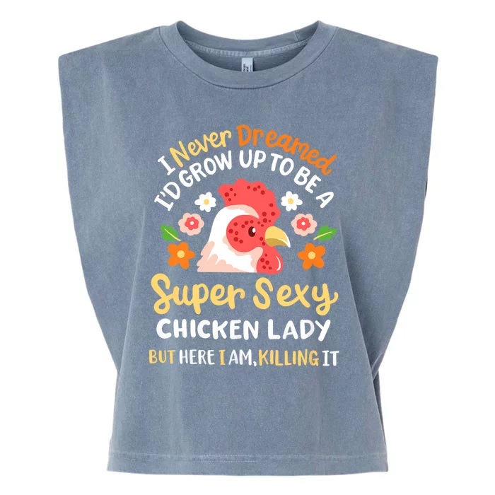 Funny Crazy Chicken Farmer Lady Women Funny Animal Chicken Lover Farmer Gifts Garment-Dyed Women's Muscle Tee