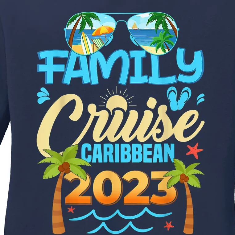 Family Cruise Caribbean Happy Summer Matching Vacation Happy Ladies Long Sleeve Shirt