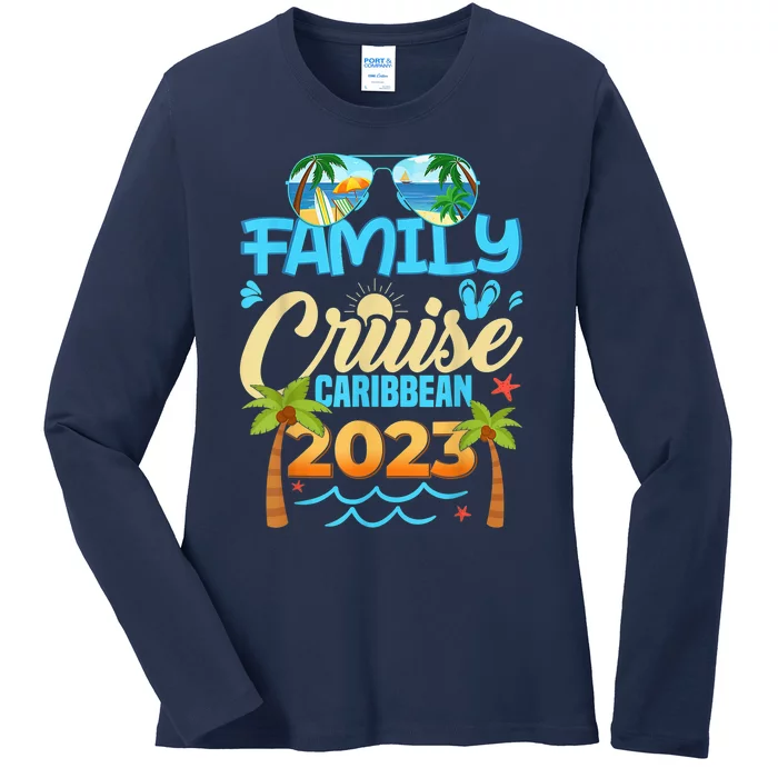 Family Cruise Caribbean Happy Summer Matching Vacation Happy Ladies Long Sleeve Shirt