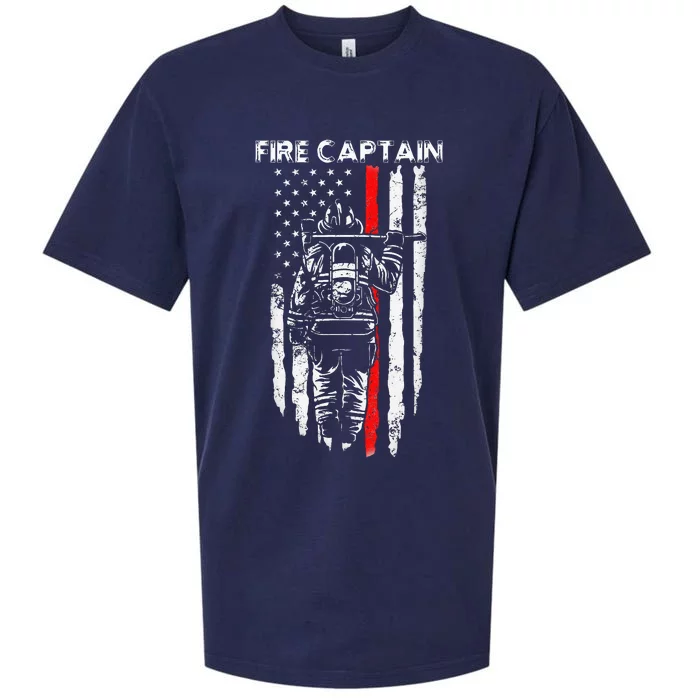 Fire Captain Chief American Flag Gifts Firefighter Sueded Cloud Jersey T-Shirt