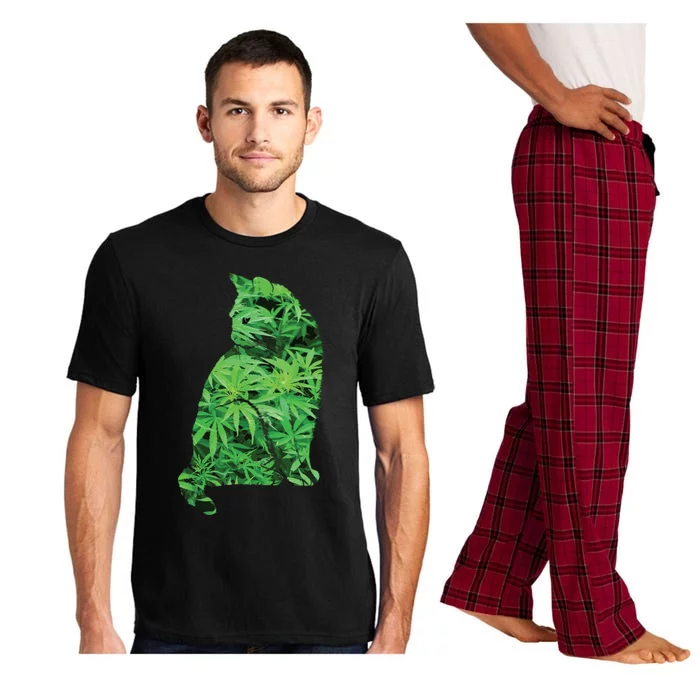 Funny Cannabis & Cat Lover Marijuana Weed Smoker Art Pajama Set