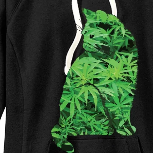 Funny Cannabis & Cat Lover Marijuana Weed Smoker Art Women's Fleece Hoodie