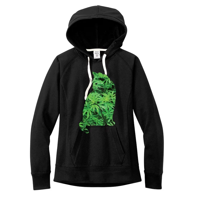 Funny Cannabis & Cat Lover Marijuana Weed Smoker Art Women's Fleece Hoodie