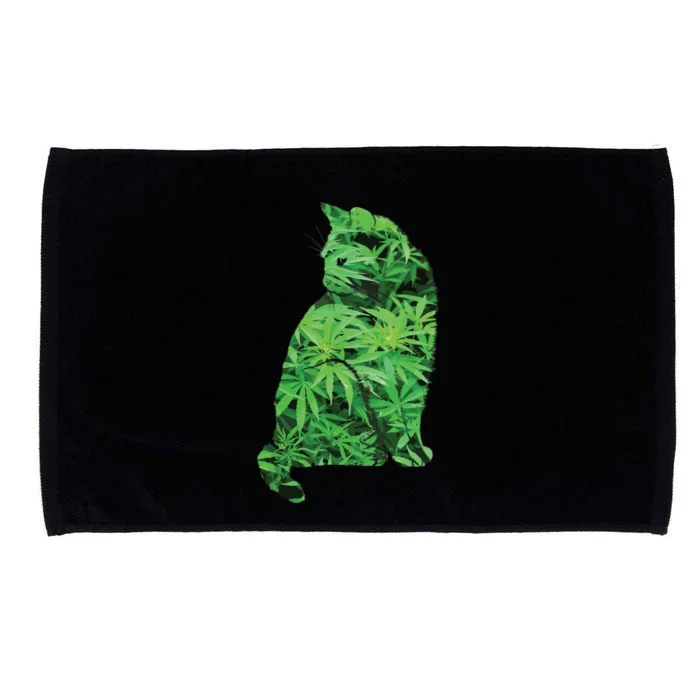 Funny Cannabis & Cat Lover Marijuana Weed Smoker Art Microfiber Hand Towel