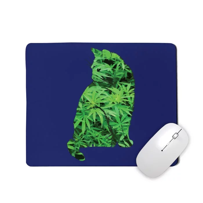 Funny Cannabis & Cat Lover Marijuana Weed Smoker Art Mousepad