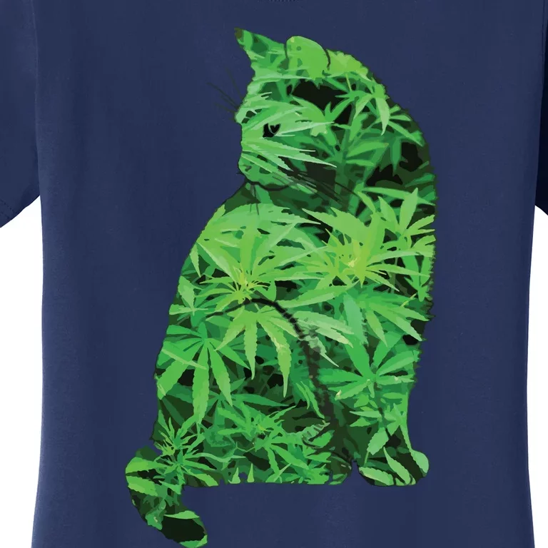 Funny Cannabis & Cat Lover Marijuana Weed Smoker Art Women's T-Shirt