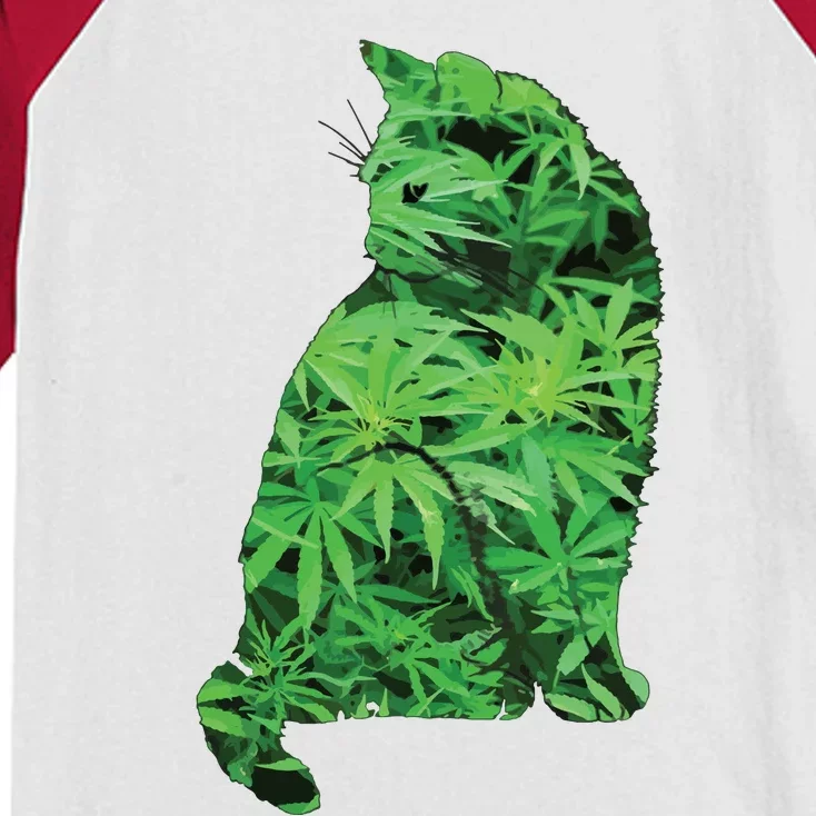 Funny Cannabis & Cat Lover Marijuana Weed Smoker Art Kids Colorblock Raglan Jersey